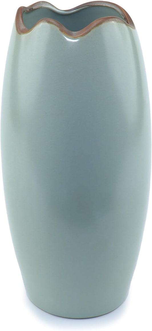 8-inch ice Cracked Glazed Ceramic vase, Modern Eastern Style Ceramic vase, Dining Table, Central Living Room Shelf Decoration (TQ06)