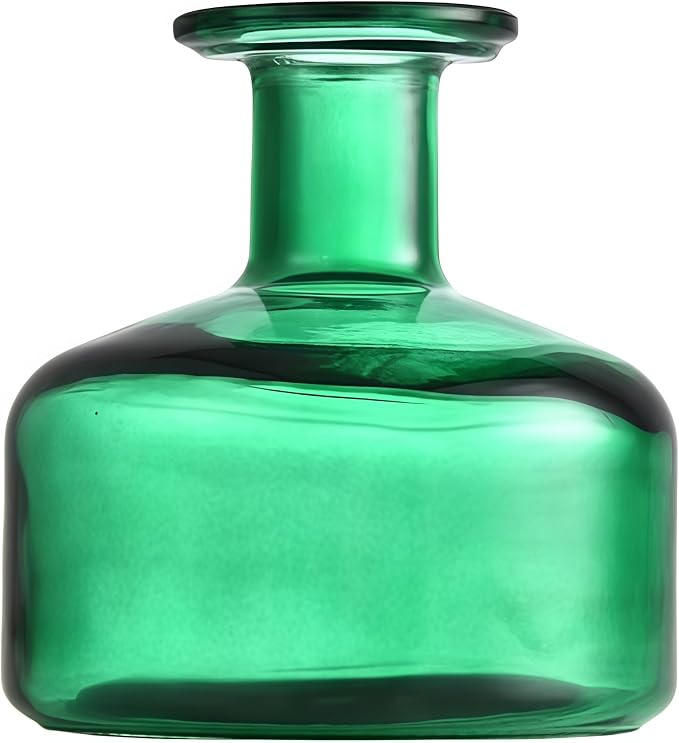 Green Empty Glass Reed Diffuser Bottles,300ml Refillable Diffuser Bottle for Essential Oils,Aromatherapy Container for DIY Replacement Diffuser,Fragrance Decoration,Crafts Decor,Small Flower Vase