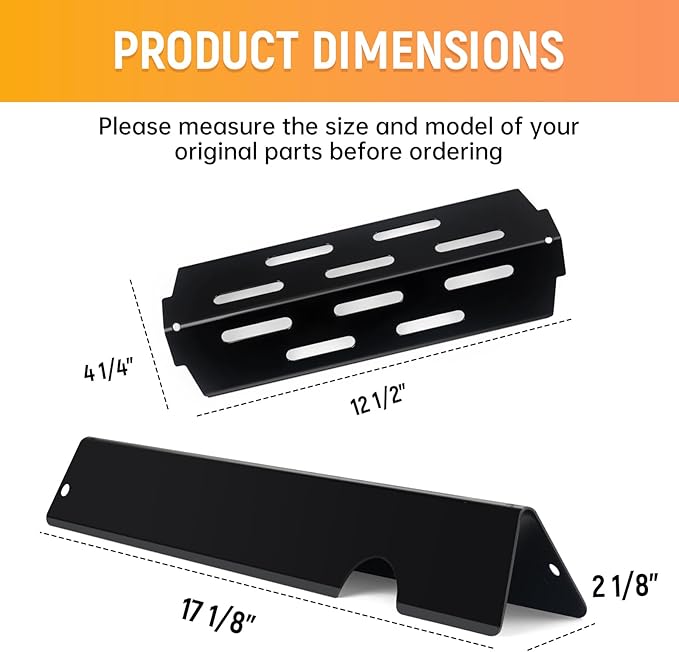 RuiTEERS Grill Flavorizer Bars for Weber Genesis II E-410, S-410, LX E-440, S-440, Weber Genesis 2 66041, 66033, 66796, Heat Deflectors BBQ Grill Heat Plate, 17" Porcelain Steel Grill Flavor Bars