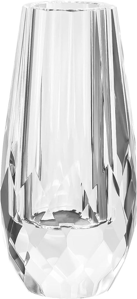 Kitcom Small Flower/Bud Crystal Vase Decorative Vases for Home or Wedding, Outline Dimensions W2.4''xH4.7'', Clear with Gift Box