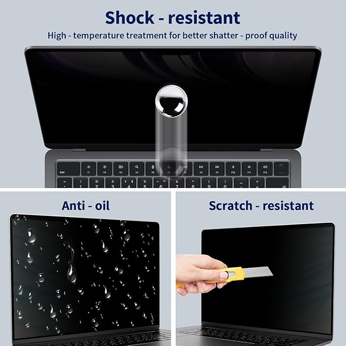 Magnetic Laptop Privacy Screen 14 Inch 16:9, Removable Matte Anti Glare Blue Light Filter - Computer Privacy Shield for 14in Laptop Protector