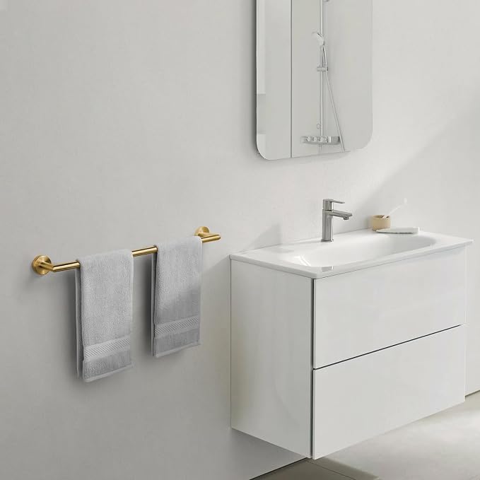 JunSun Towel Bar 30 Inch Bathroom Towel Rack Heavy Duty Bath Towel Holder Modern Towel Rod Brushed Brass Towel Hanger Bathroom Accessories Gold Towel Rail Stainless Steel Single Towel Bar Brushed Gold