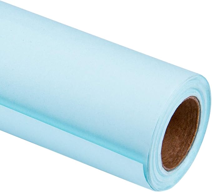 RUSPEPA 30"x 393"(32.8') Light Blue Kraft Wrapping Paper Large Jumbo Roll, Recyclable Art Gift Wrap Paper for Birthday Gift Wrapping, Table Covering, DIY Crafting, Baby Shower Bouquet Flower, 80GSM
