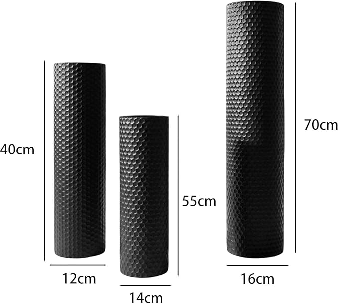 Qianly 3 Pieces Floor Vases Set Flower Container, Creative, Floor Standing Decorative Cylinder Vase for Corner Bedroom Fireplace