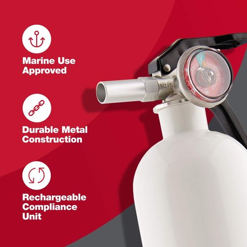First Alert Fire Extinguisher - UL Rated 10-B:C for Car & Marine Use | Compact White 1-Pack