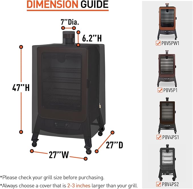Arcedo Vertical Smoker Cover Compatible with Pit Boss Copperhead 4, 5, 7 Series, PBV4PS2, PBV4NX, Pro 4-Series, Heavy Duty Waterproof Outdoor Wood Pellet Grill Cover for PB 73550, Black
