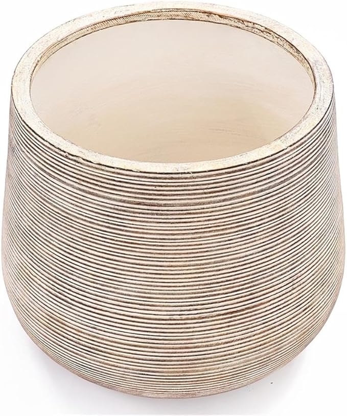 LuxenHome 17" Dia Large Round Planters for Indoor Plants, Outdoor Planters with Drainage Holes, Farmhouse Distressed Plant Pots Indoor & Outdoor for Home Garden Patio