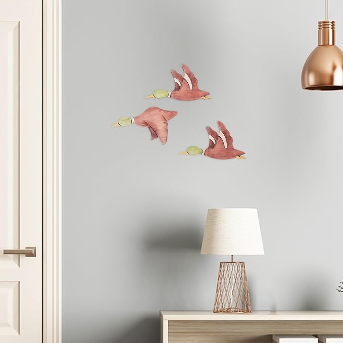 FUTUREORYY 3pcs Rustic Wood Flying Bird Wall Decor Elegant Indoor Ornament for Home Living Room Office Vintage Style Bird Sculpture for Unique Home Adornment