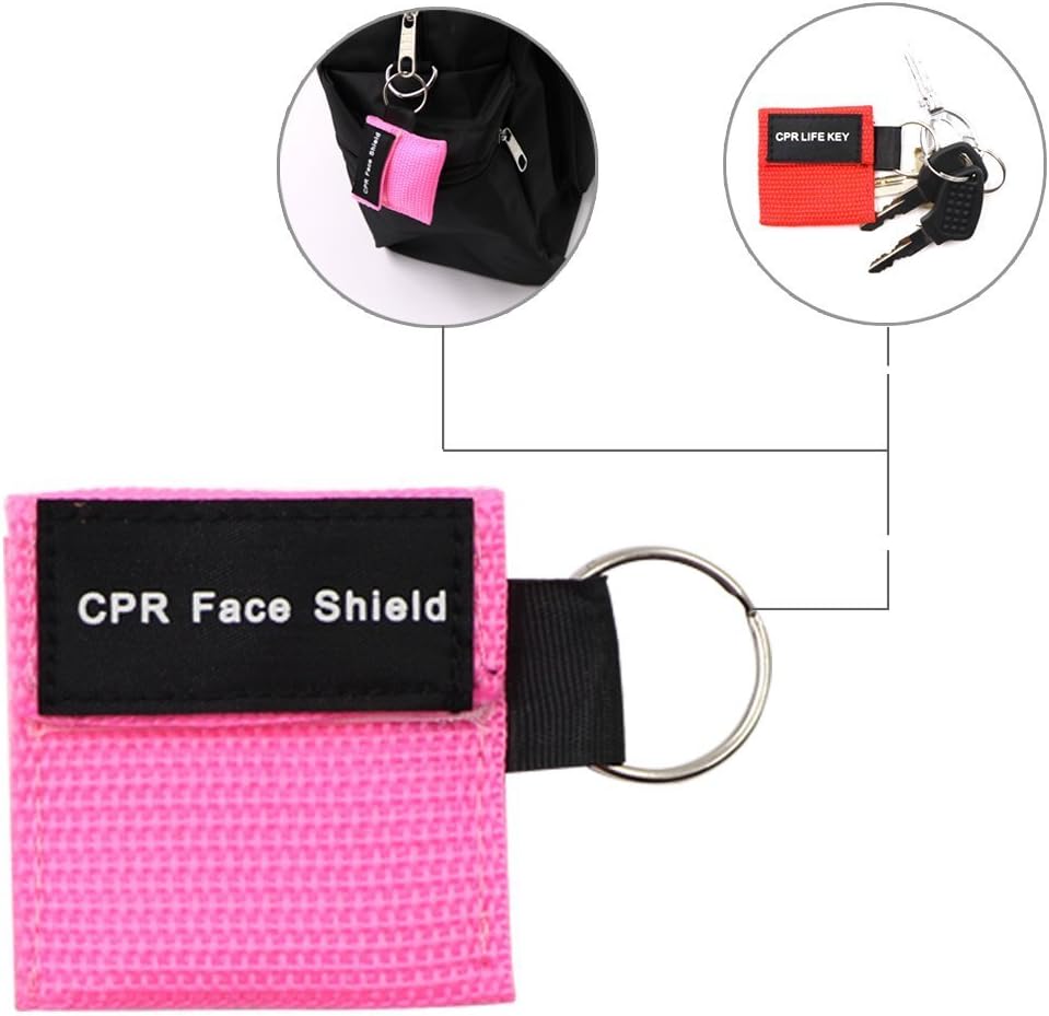 Skiennix CPR Face Shield Keychain - 100pcs Emergency Kit for First Aid & CPR Training (Red)