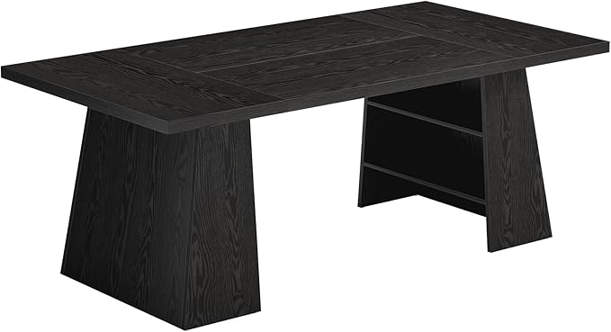 Tribesigns 63-Inch Executive Desk, Modern Black Office Desk with Double Pedestal and Storage Shelves, Simple Large Computer Writing Conference Table Workstations Business Furniture for Home Office