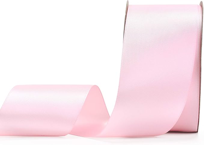 YAMA Double Face Satin Ribbon - 2 Inch 25 Yards for Gift Wrapping Ribbons Roll, Pink