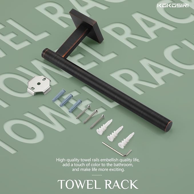 KOKOSIRI Bathroom Towel Bar Hand Towel Holders Wall Mount Toilet Kitchen Cabinet Paper Holder Stainless Steel Bath Accessories Oil Rubbed Bronze, B3008ORB