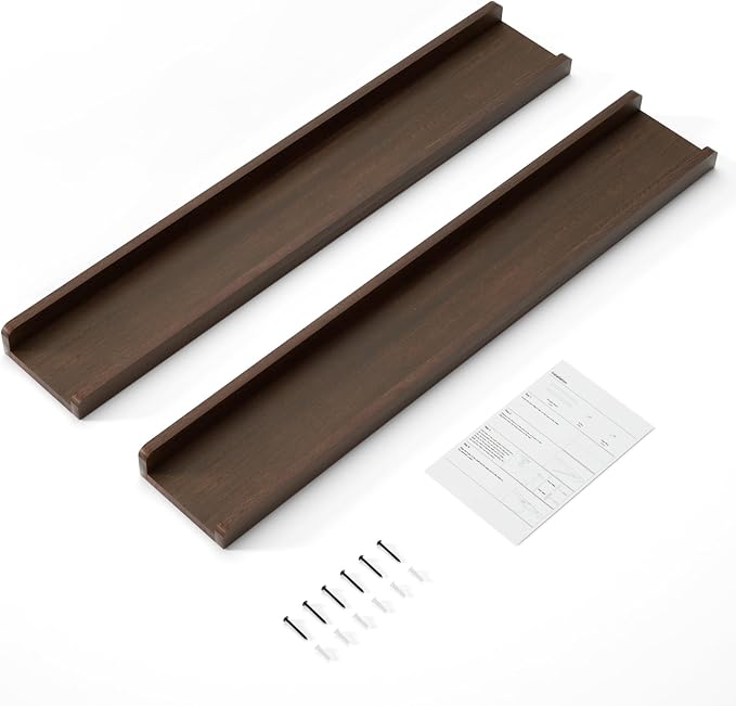 Love-KANKEI 36 Inch Long Floating Shelves Wall Mounted Set of 2, Large Wood Wall Shelves for Storage, Rustic Hanging Shelves for Display,Bedroom Living Room Bathroom Kitchen Office Dark Walnut
