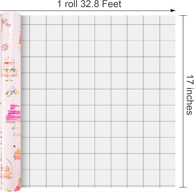 Merture Pink Wedding Wrapping Paper Roll - Foil Doodle Style Gift Wrap with Sweet Cake Pattern - 17 In X 32.8 Ft(46.5 sqft) for Wedding, Bridal Shower, Valentines Day, Girls Birthday Party