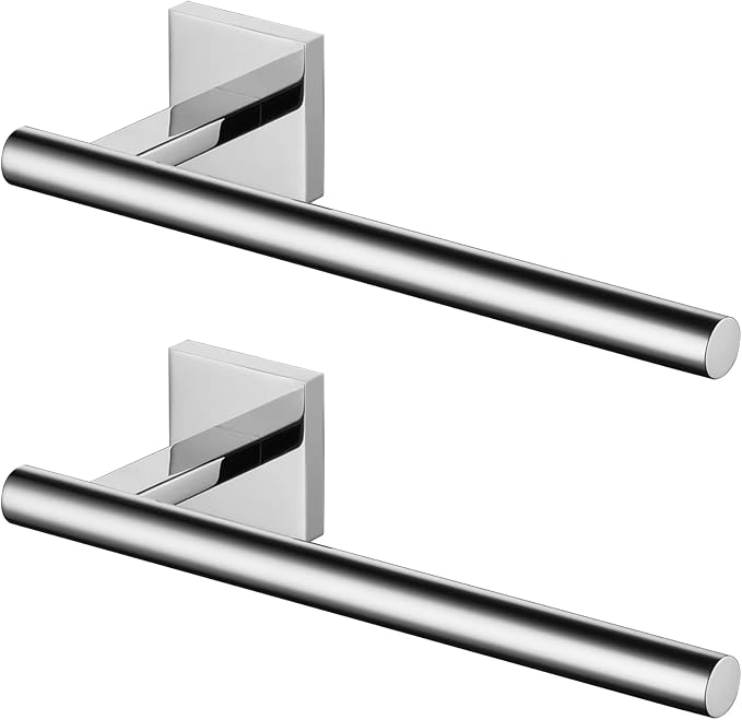 KOKOSIRI Hand Towel Bar Chrome Bathroom Towel Rail Holder Kitchen Paper Holder Wall Mounted Toilet Cabinet Mount 2 Pack, Polished Stainless Steel B3008CH-P2