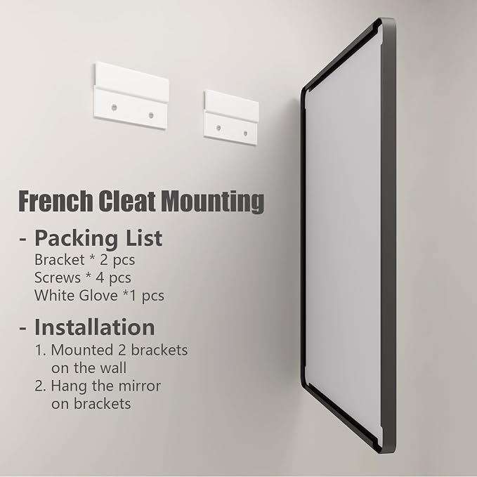 50x40 Inch Black Metal Framed Bathrrom Mirror for Wall, Black Matte Rounded Rectangle Bathroom Vanity Mirror, Anti-Rust, Tempered Glass, Hangs Horizontally or Vertically