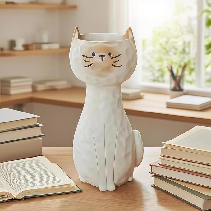 Cat Vase Resin Flower Vase Plant Holder Table Centerpieces Home Decor for Entrance Halls Living Rooms Bedrooms and Kitchens