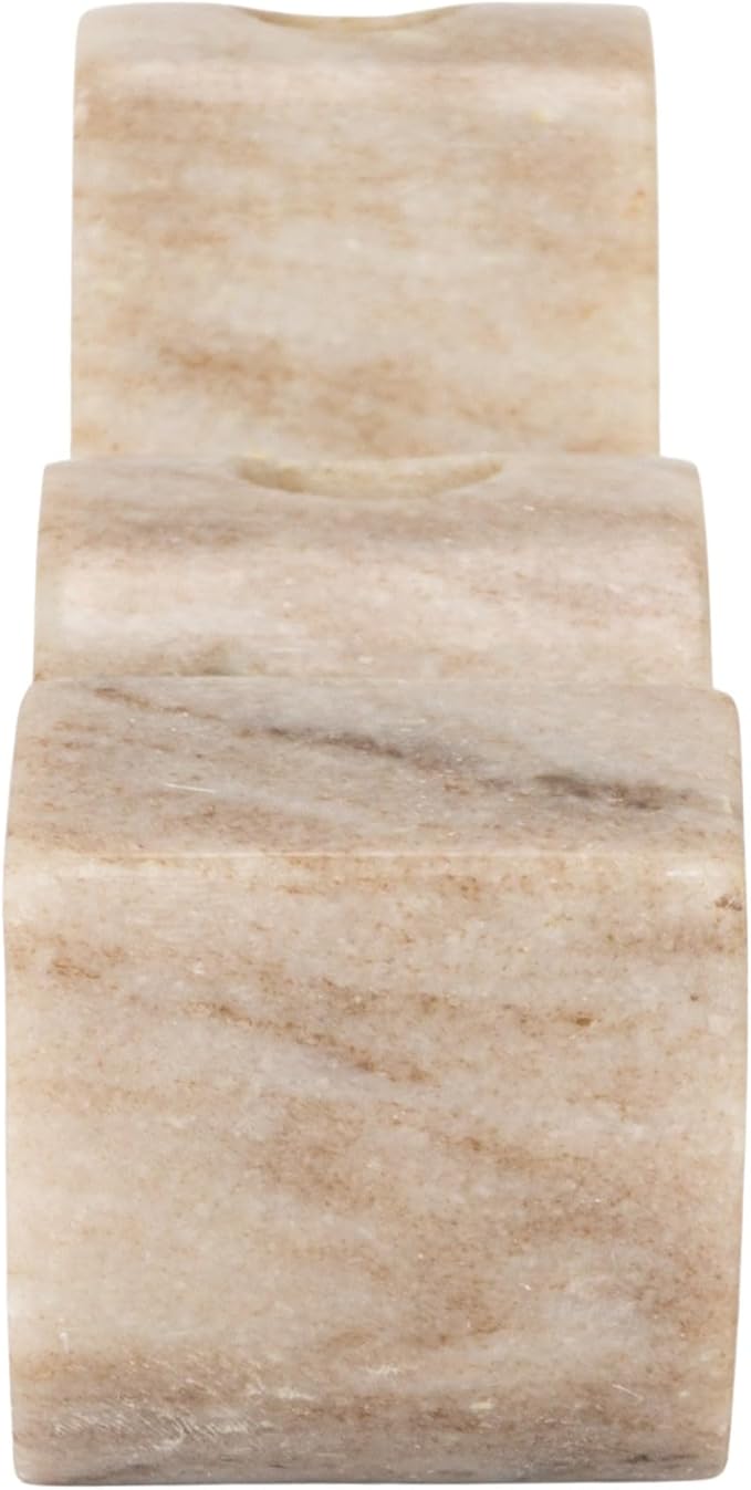 Bloomingville Marble Wave Double Taper Candle Holder, Beige