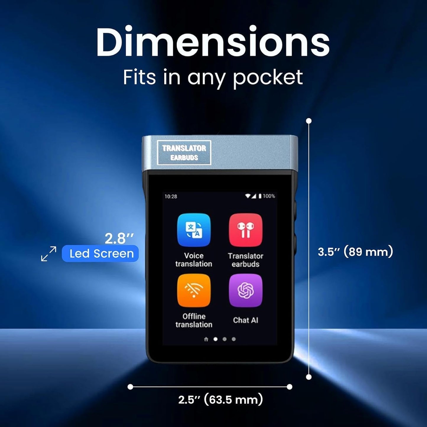 V2 AI Translator Device - Real-Time Two-Way Voice & Camera Translation | 144 Languages | Built-In ChatGPT