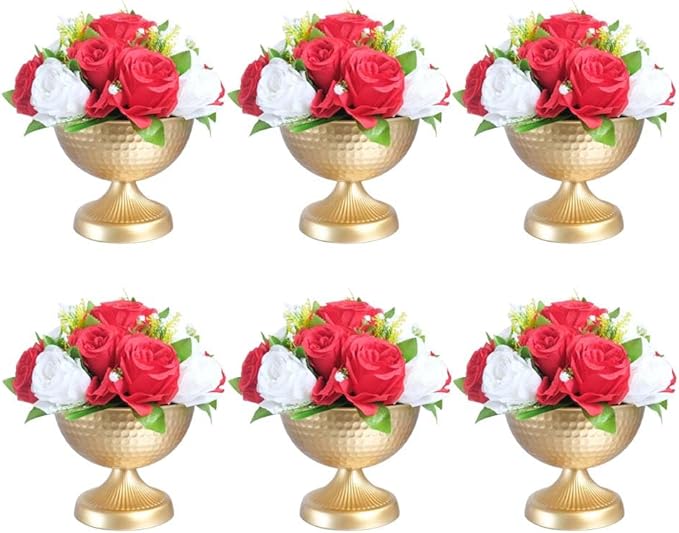 6.5 inch 6 pcs Brass Vase Bowl Gold Centerpieces for Tables Wedding Party Event Gold Accent Decorative Bowl Vintage Style