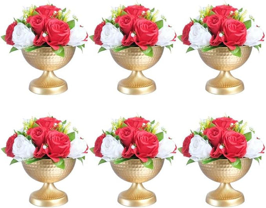 6.5 inch 6 pcs Brass Vase Bowl Gold Centerpieces for Tables Wedding Party Event Gold Accent Decorative Bowl Vintage Style