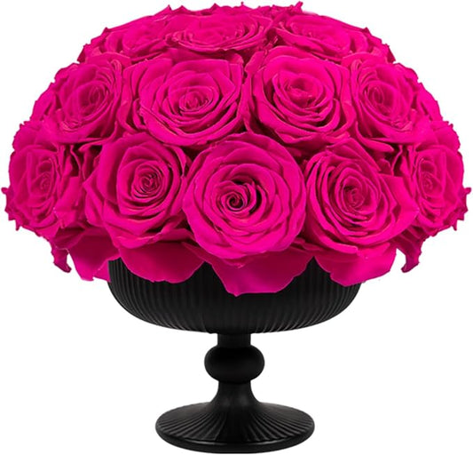 JoyFlower Preserved Flowers Vase Ceramic Decor, Eternal Flower Vases for Centerpieces, Forever Flower Decorations for Party Home Wedding Table Living Room Bedroom, Ceramic Flower Vase House Decor