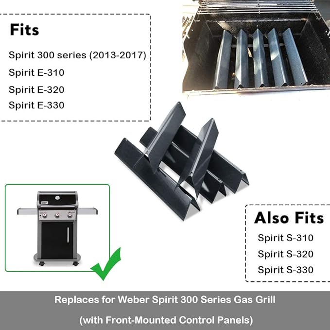 15.3" Flavorizer Bars for Weber Spirit 300 and GS4 Spirit II 300 Series E310 E320 E330 S310 S320 S330 with Front Control, Spirit e310 Grill Parts, Heat Plates Replacement for Weber 7636 69797 68843