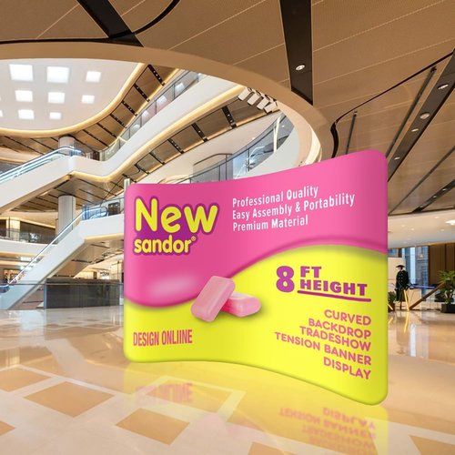Custom Curved Tension Fabric Display Backdrop - 10x8 FT Portable Trade Show Banner for Events