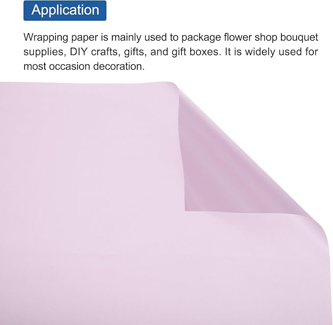 MECCANIXITY Flower Wrapping Fog Paper 22.8x22.8 Inch Waterproof Matte Floral Wrapping Paper for DIY Crafts, Gift/Gift Box Packaging Light Purple 20 Pcs