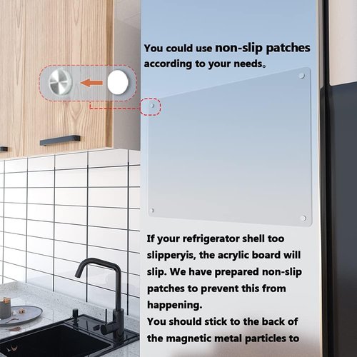 Magnetic Acrylic Note Board by [Brand Name] - Clear Dry Erase Refrigerator Board | 15”x11” with 4 Markers