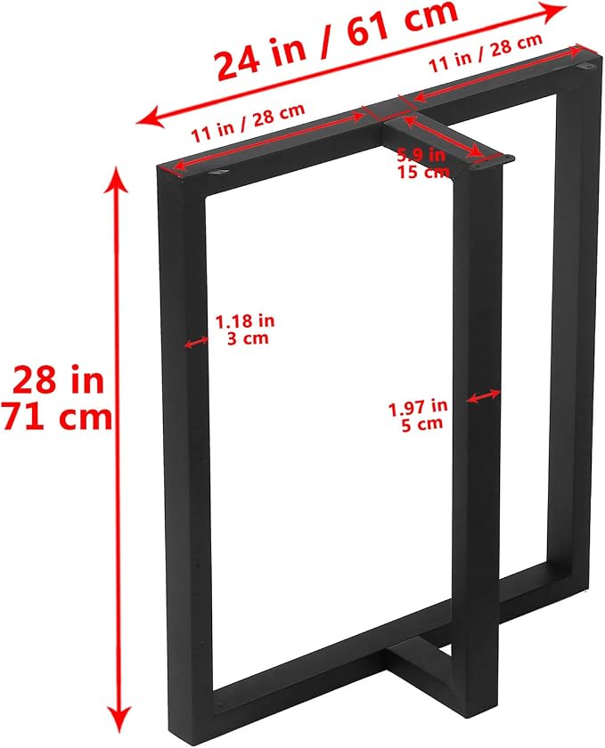 MBQQ Rustic Decor T-Shape Table Legs, Heavy Duty Metal, 28' Height, 24' Wide, Industrial Modern, DIY Iron Bench Legs