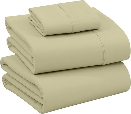 RUVANTI 100% Cotton Twin XL Sheet Sets, 3 Pieces, Soft & Breathable Percale Weave Bedding, Deep Pocket 16", Hotel Standard, Crisp Cool Feel, Durable, Perfect Size Dyed Sheets, Sage Green