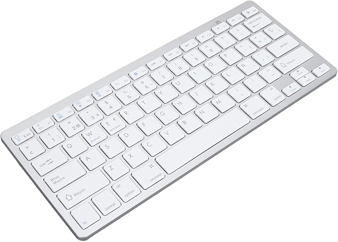 SENECESLI German French Spanish Italian English Bilingual Keyboard, Ultra Slim Wireless Bluetooth Keyboard, Travel Portable for Tablets Laptops Phones (Spanish QWETZ Layout)