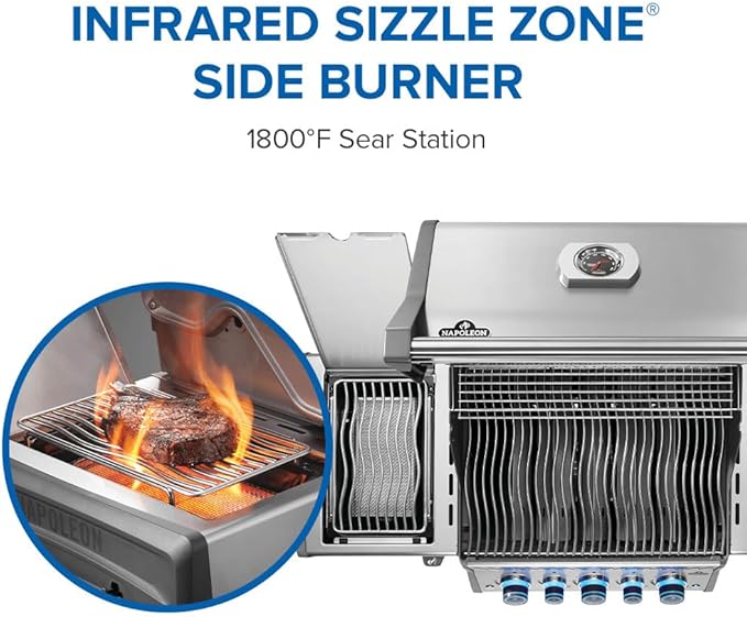 Napoleon Rogue PRO-S 425 Propane Gas Grill with Infrared Side and Rear Burners, Stainless Steel, Durable 5-Burner Grilling Experience