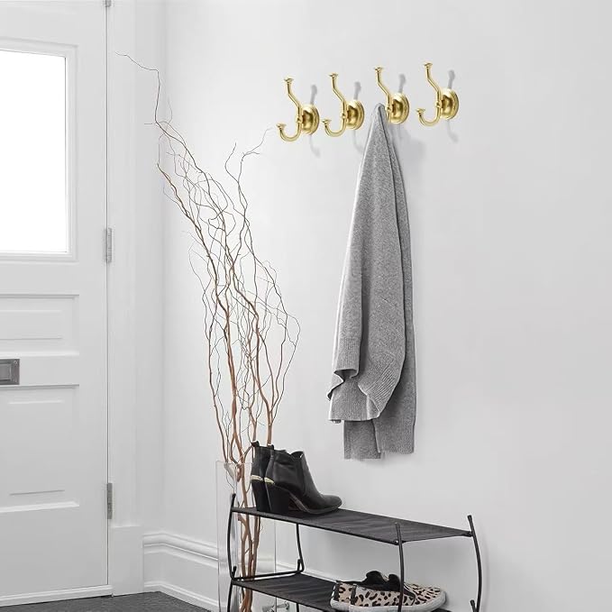 khtumeware 1 Pack 4-1/2 inch Zinc Alloy Vintage Wall Brushed Gold Large Coat Hooks Suitable for Tile, Wood Board, Glass Walls, Bathroom, Entrance Hall, Kitchen, Multi-Functional Robe Hooks