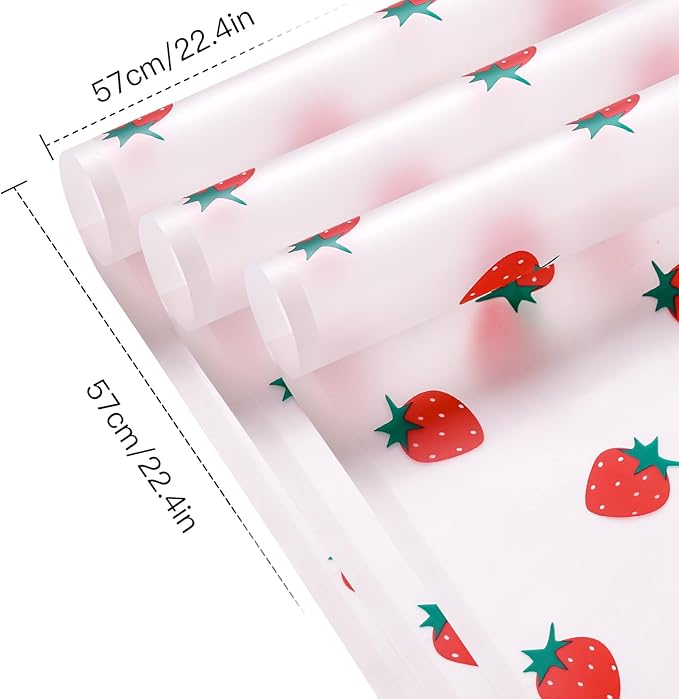 WRAPAHOLIC 20 Sheets Flower Wrapping Paper - 22.4 x 22.4 inch White Strawberry Water-Resistant Floral Bouquet Wrapping Paper, Florist Supplies Packaging for Graduation Ceremony Gift DIY