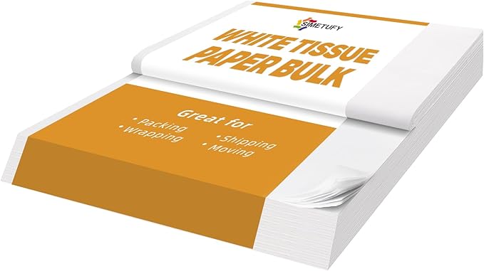 Simetufy 600 Sheets White Tissue Paper Bulk, 20" x 30" Packing Supplies for Moving & Packaging, Gift Wrapping Tissue Paper for Gift Bags, Weddings, Birthday, Holidays, and Christmas Crafts Decor