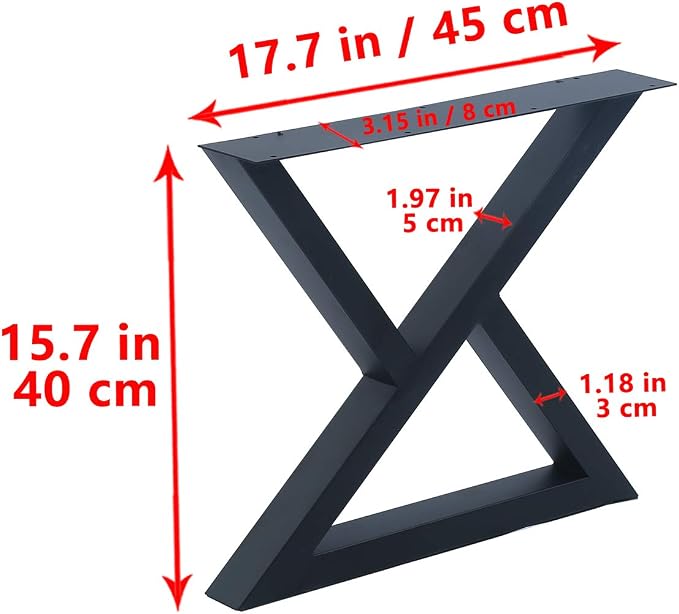 MBQQ 2 Pcs Furniture Legs Rustic Decory Triangle Shape Table Legs,Heavy Duty Metal Desk Legs,Dining Table Legs,Industrial Modern, DIY Iron Bench Legs(H15.7”xW17.7”)