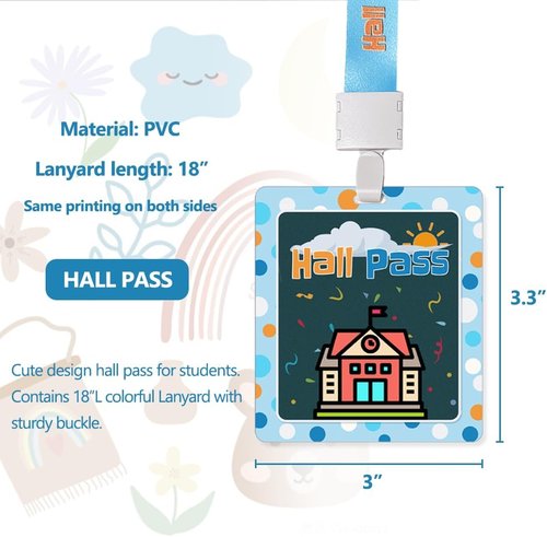 Hall Pass Lanyards - Unbreakable Classroom Passes Set for Students & Teachers | 10 Pack
