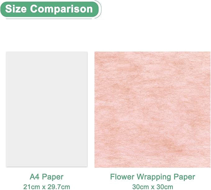 M METERXITY 152-Sheet Korean Cotton Wrapping Flower Paper, 11.8 Inch/ 30cm Waterproof Floral Wrapping Cotton Paper for Bouquets/Gift Packaging [Orange Pink]