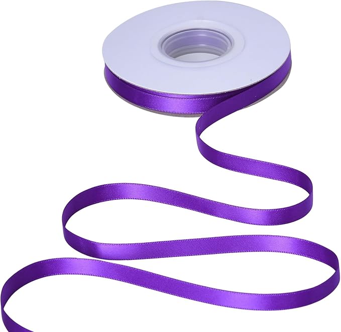 YAMA Purple Double Faced Satin Ribbon 3/8 Inch 25 Yards Purple Fabric Ribbons for Gift Wrapping Crafts Hair Bows Wedding Party Decoration