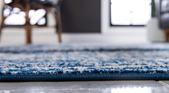 Unique Loom Bromley Collection Area Rug - Wells (5' 1" x 8' Rectangle Ivory and Blue/Ivory)