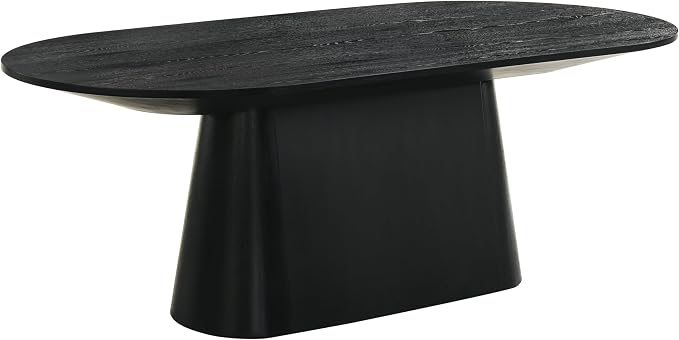 Terra 88" Transitional Oval Dining Table with Mid-Century Modern Inspired Pedestal Base and Wood Grain Top, Ideal for Kitchen or Dining Room, Durable Wood Furniture, Ebony Black