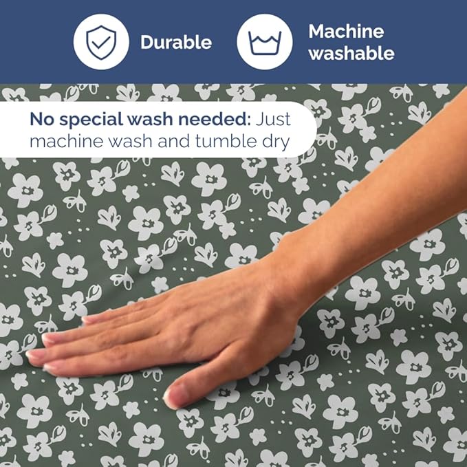 Floral Sheets - Green Floral Bed Sheet Set - 1 Flat, 1 Fitted & 2 Pillowcases w/ Deep Pockets - Comfy, Wrinkle & Fade Free - Boho Botanical Bedding - Ultra-Soft, Breathable & Cooling - Full Size Set