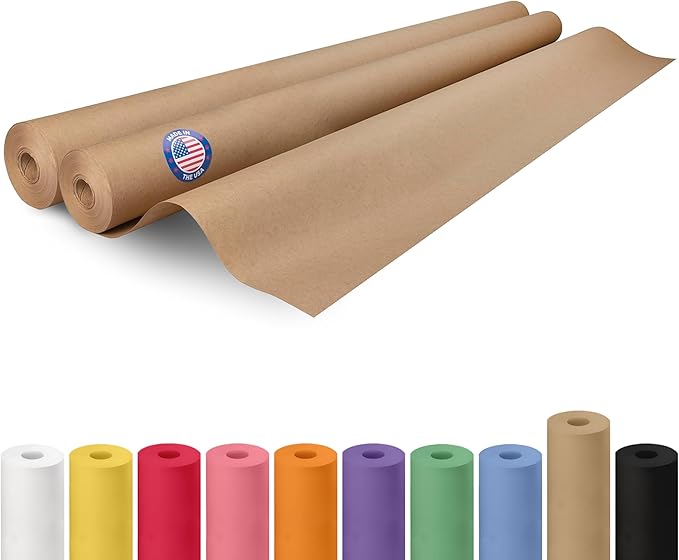 Brown Kraft Paper Roll 48" x 2160" (180 feet), Pack of 2 - USA-Made Brown Packing Paper 30lb Thickness for Moving, Shipping, Crafts/Arts - 100% Recycled Natural Wrapping Material by IDL Packaging