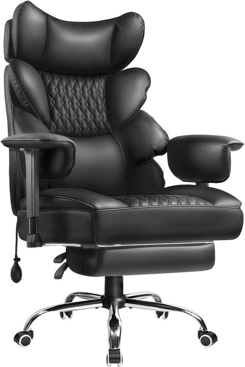 Regine Switzerland Ergonomic Office Chair - Big & Tall Design with Footrest & Lumbar Support | Comfy 155° Recliner