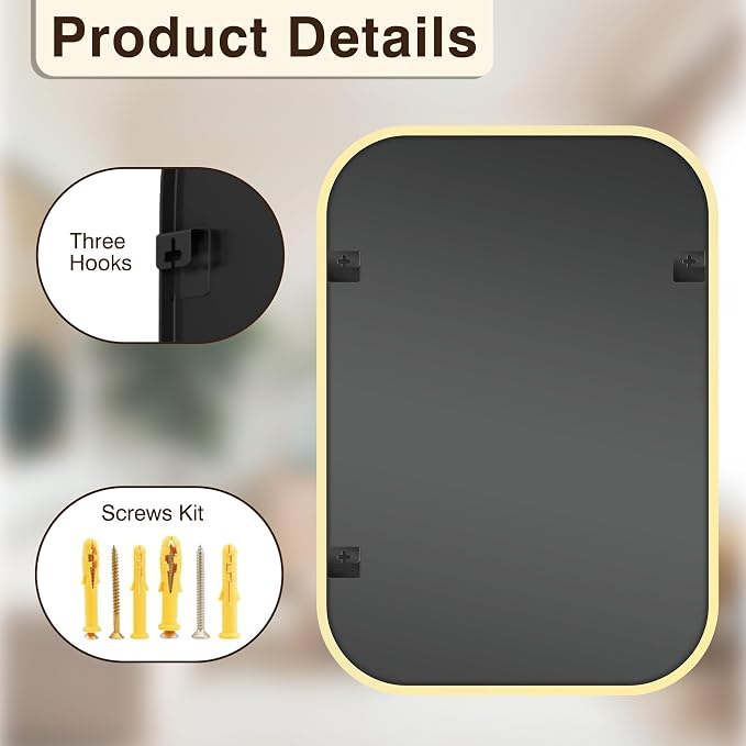 FICTOR Bathroom Vanity Mirror for Wall, 2 Pack 24" x 36" Rectangle Bathroom Mirror for Over Sink, Metal Framed, Hangs Horizontally or Vertically(Gold)