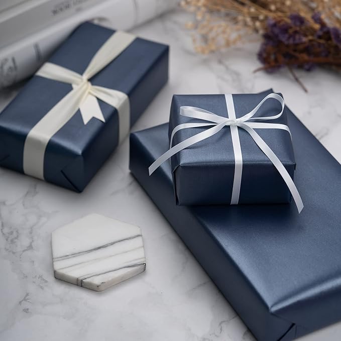 RUSPEPA Navy Blue Matte Wrapping Paper - Solid Color Pearly - lustre Paper Perfect for Wedding, Birthday, Christmas, Baby Shower -17 Inches X 32.8 Feet