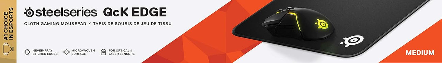 SteelSeries QcK Gaming Mouse Pad | Large Size - Extra Durable Stitched Edge - Optimized for Gaming Sensors - Black