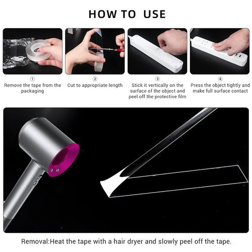 Nano Tape | 3 Rolls Double-Sided Transparent Adhesive - Removable, Washable, 9.8 Feet Each